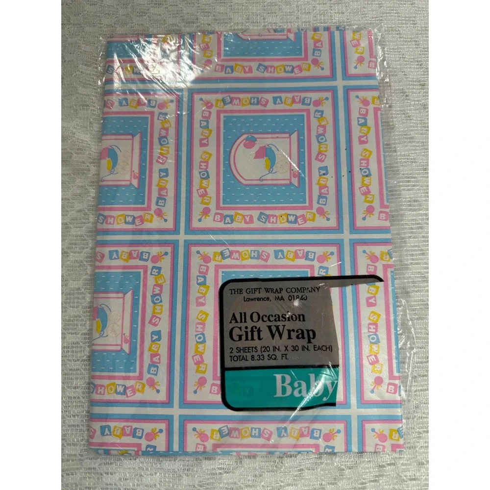Vintage Wrapping Paper Lot - retro Baby, Small Child, Baby Shower